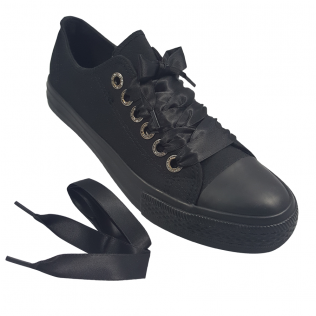 Sznurowadła satynowe wstążki czarne